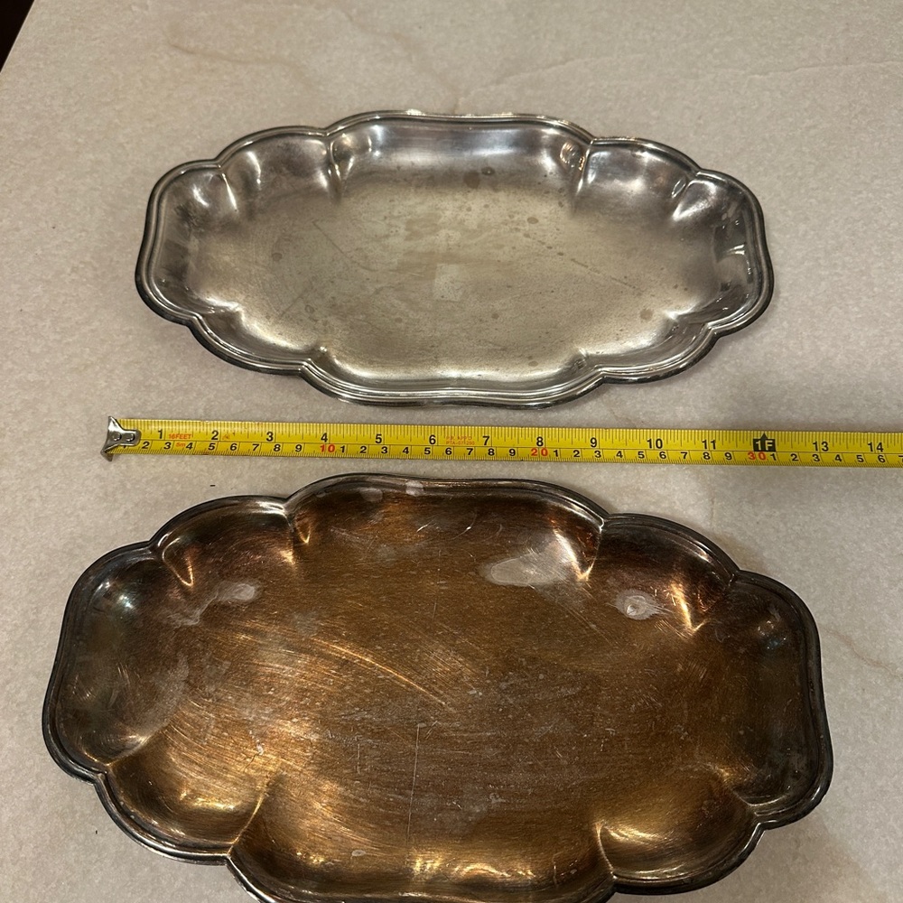Set of two silverplate serving dishes